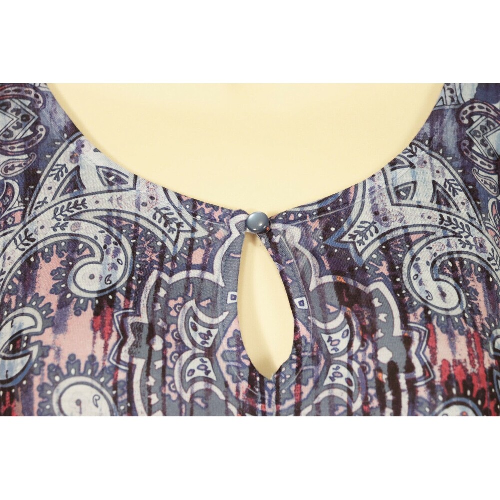 Unity World Wear Womens Sublimation Shirt S Small Blue Lace 3/4 Sleeve Colorful - Picture 4 of 10